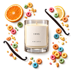 1995 candle with fruity cereal, citrus and vanilla — transparent scent scene