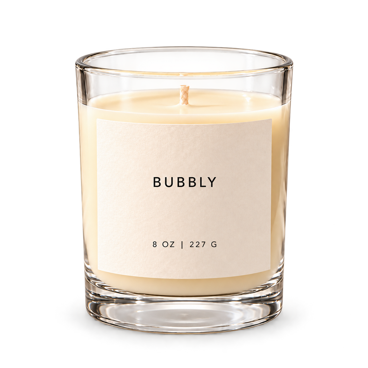 Lije Bubbly — clear vessel, front view, transparent background