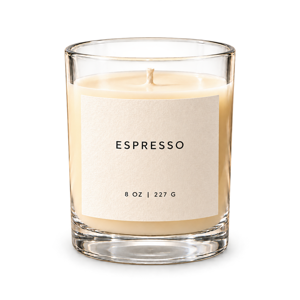 Lije Espresso — clear vessel, front view, transparent background
