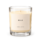 Lije Milk — clear vessel, front view, transparent background