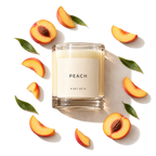 Peach candle with delicate scent ingredients on transparent background