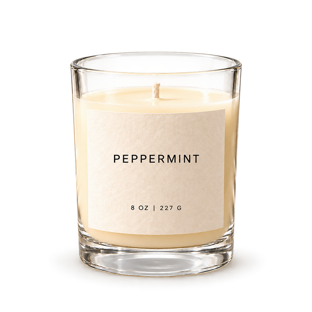 Lije Peppermint — clear vessel, front view, transparent background