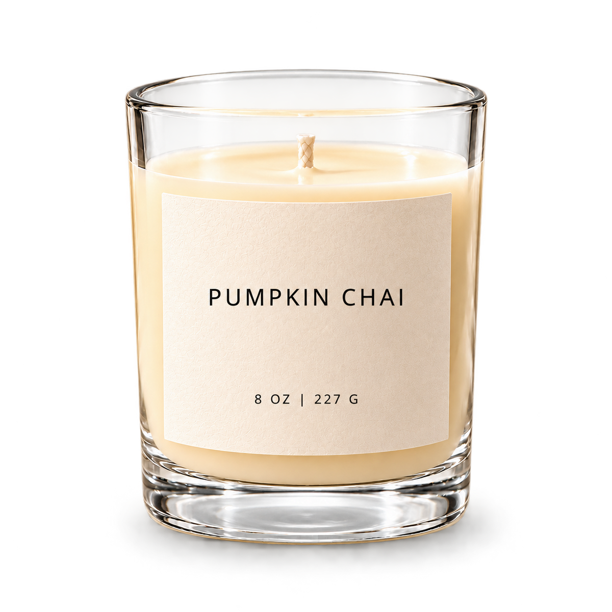 Lije Pumpkin Chai — clear vessel, front view, transparent background
